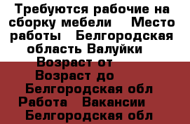 Требуются рабочие.на сборку мебели. › Место работы ­ Белгородская область Валуйки. › Возраст от ­ 18 › Возраст до ­ 50 - Белгородская обл. Работа » Вакансии   . Белгородская обл.